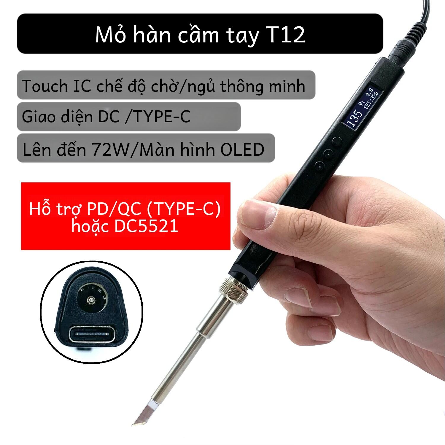 T12 Điện Thông Minh Mỏ Hàn Bộ Pd 65W Dc 72W Có Thể Điều Chỉnh Nhiệt Độ Di Động Mỏ Hàn Trạm Nhiệt Bút