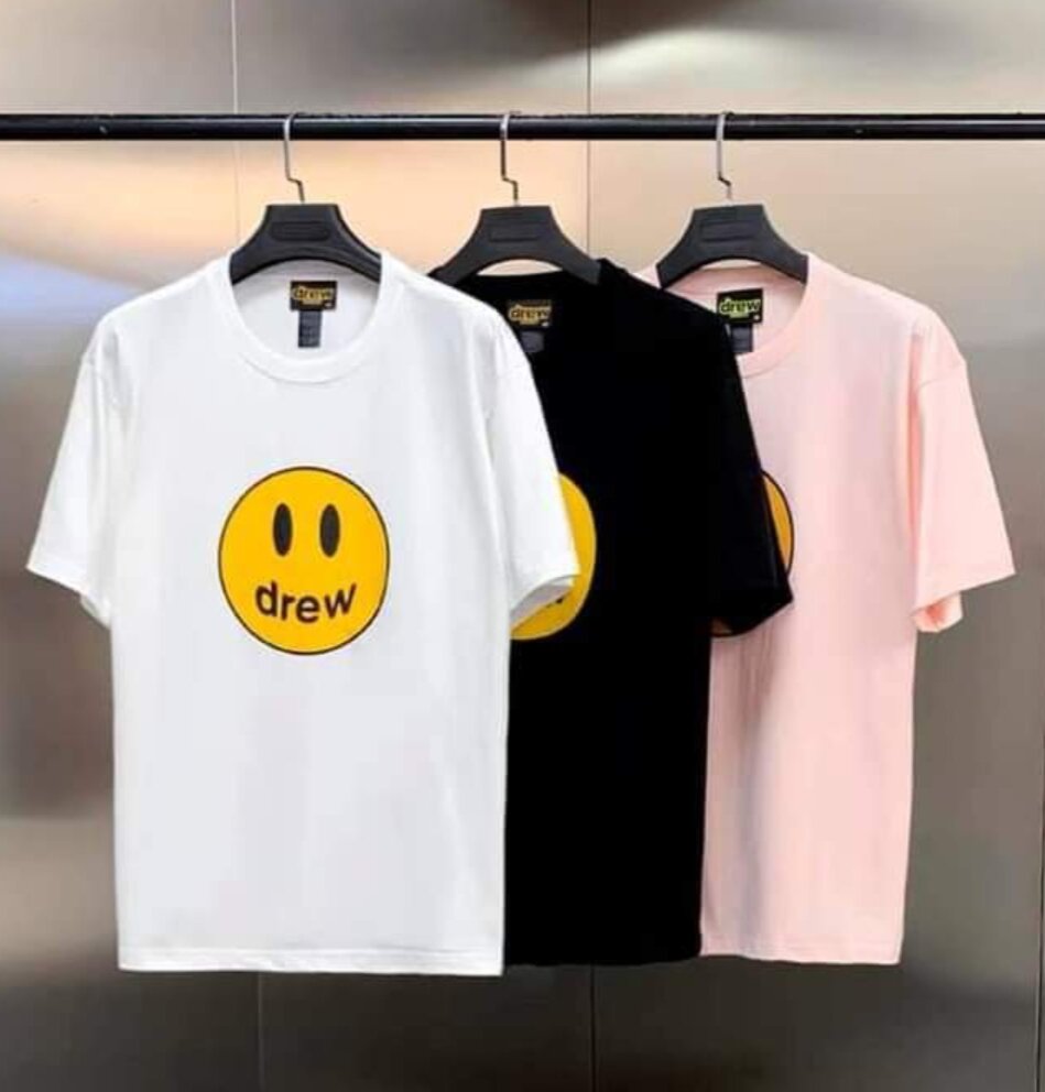 Áo thun unisex form rộng dấu quần in logo mặt cười - phông rộng giấu quần