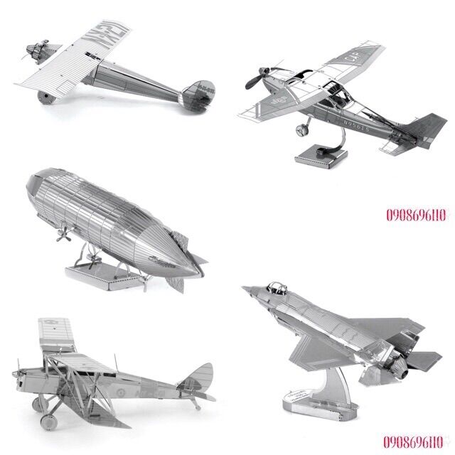 Mô hình kim loại 3d, đồ chơi lắp ráp, Combo 5 máy bay, đồ chơi xếp hình