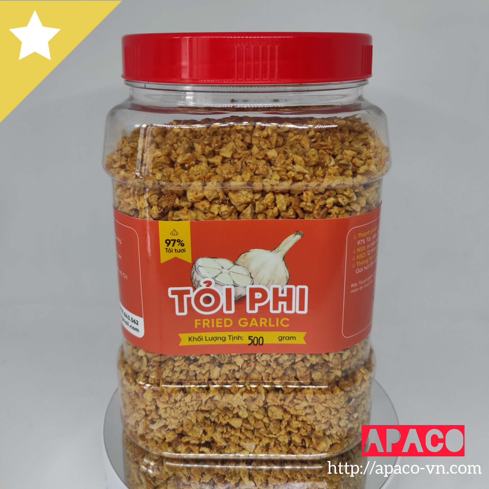 Tỏi băm phi giòn APACO, Tỏi phi siêu sạch, Tỏi phi ngon nguyên chất, giá rẻ, giá tại xưởng, tỏi phi xuất khẩu.