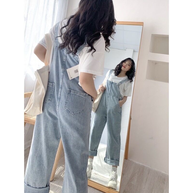 Yếm jean cúc cài ống suông ( có túi, không túi)