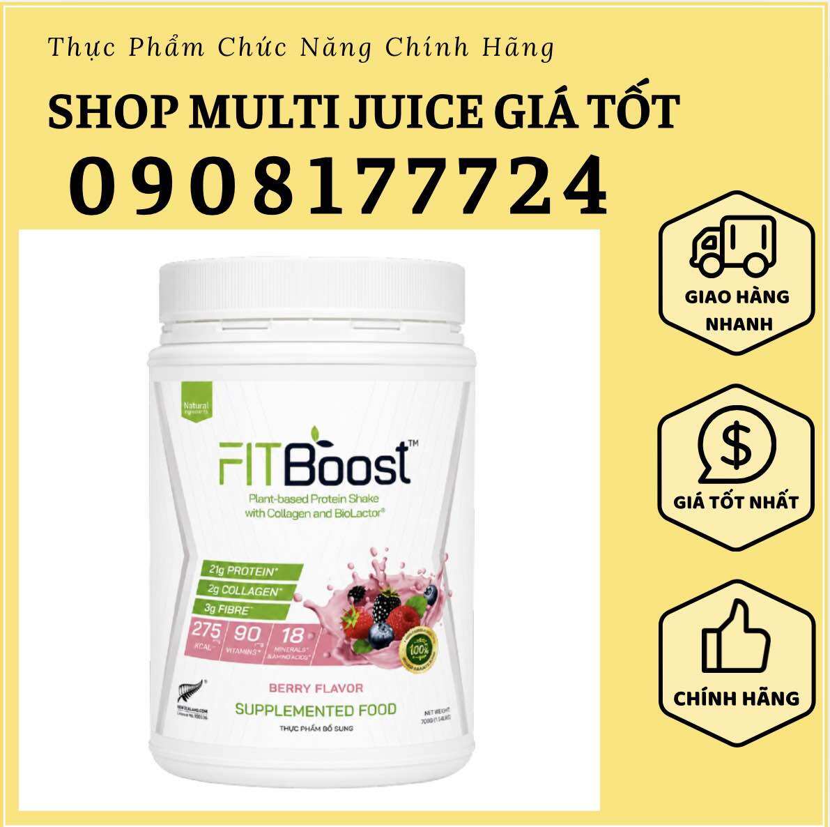 [Chính Hãng] Đạm protein Fit Boost - colos iggold từ thực vật bỗ sung collagen chất xơ và protein từ thực vật.