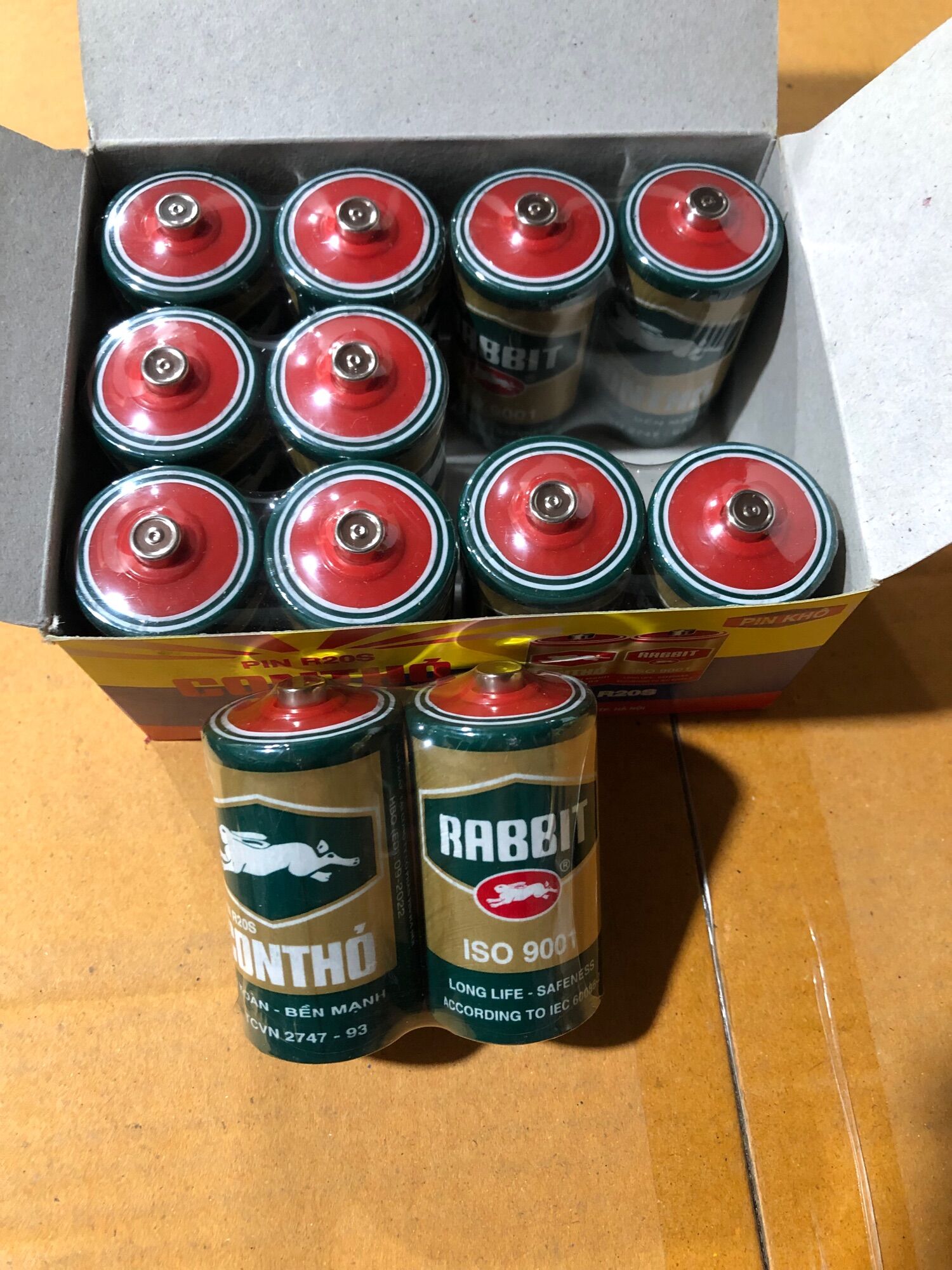 Pin đại con thỏ 6 đôi một hộp, pin đại R2OS loại tốt dùng cho đèn pin đài bếp gas