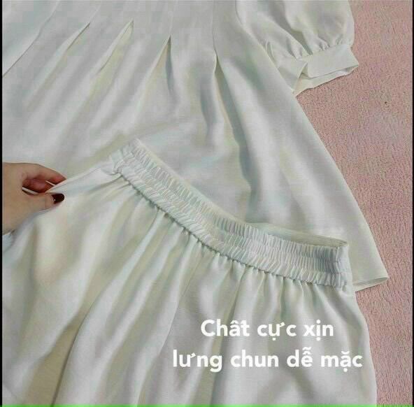 (SHOP TÁO ĐỎ BIGSIZE 50kg đến 90kg) set bộ áo banydoll xếp ly ngực