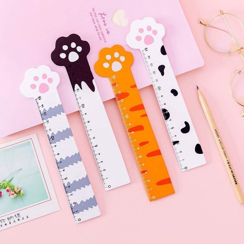 Thước kẻ gỗ chân mèo cute 15cm