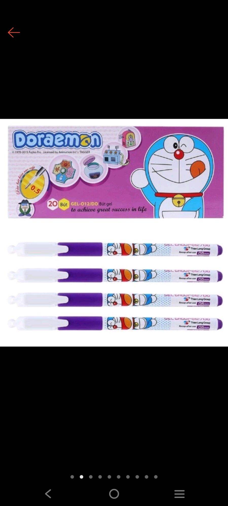 Hộp 20 bút gel tím / xanh Thiên Long GEL - 012 doraemon - mực màu tím, xanh, bút gel tím cho học sinh tiểu học
