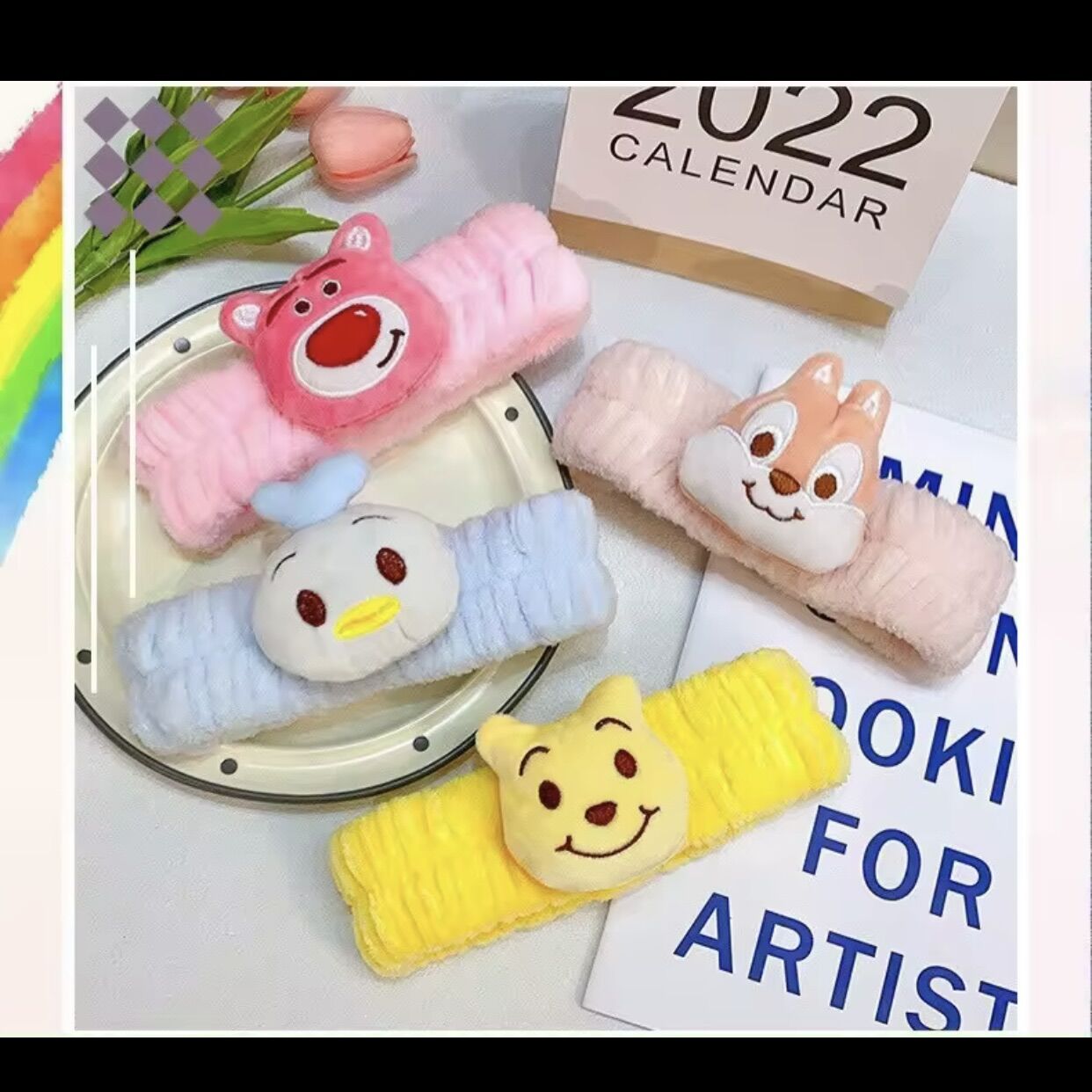 Băng đô cài tóc rửa mặt có mặt gấu lotso, vịt, sóc, gấu vàng