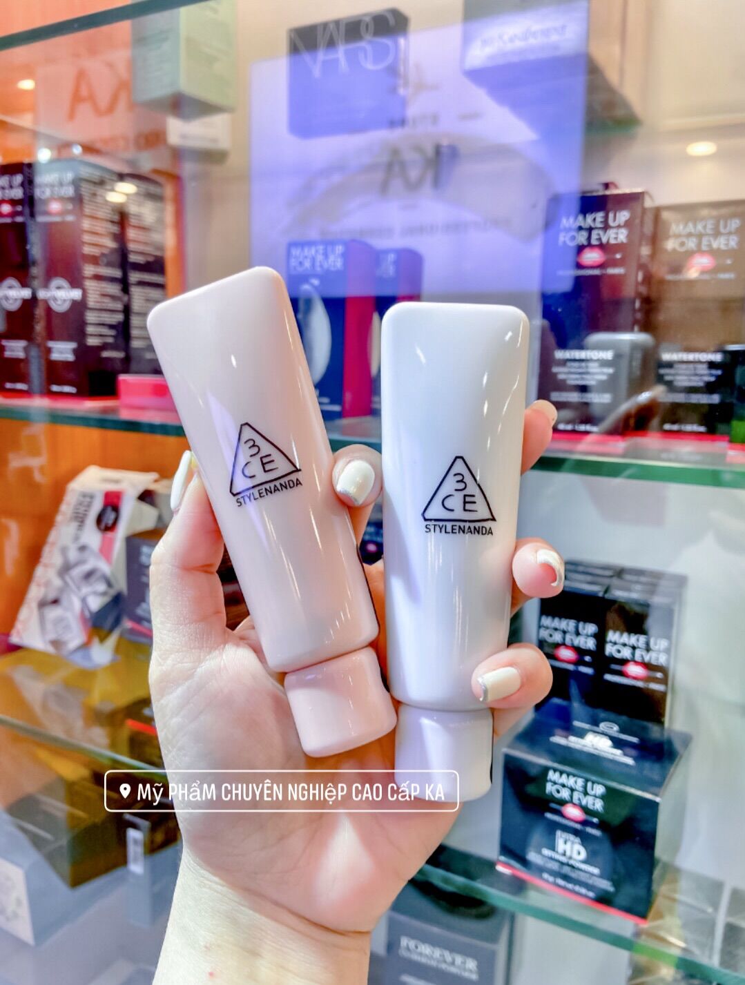 Kem lót 3CE Glow Beam trắng hồng siu căng bóng