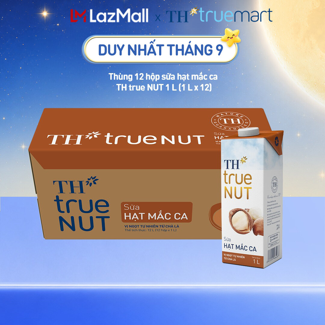 Thùng 12 hộp sữa hạt mắc ca TH true NUT 1 L (1 L x 12)