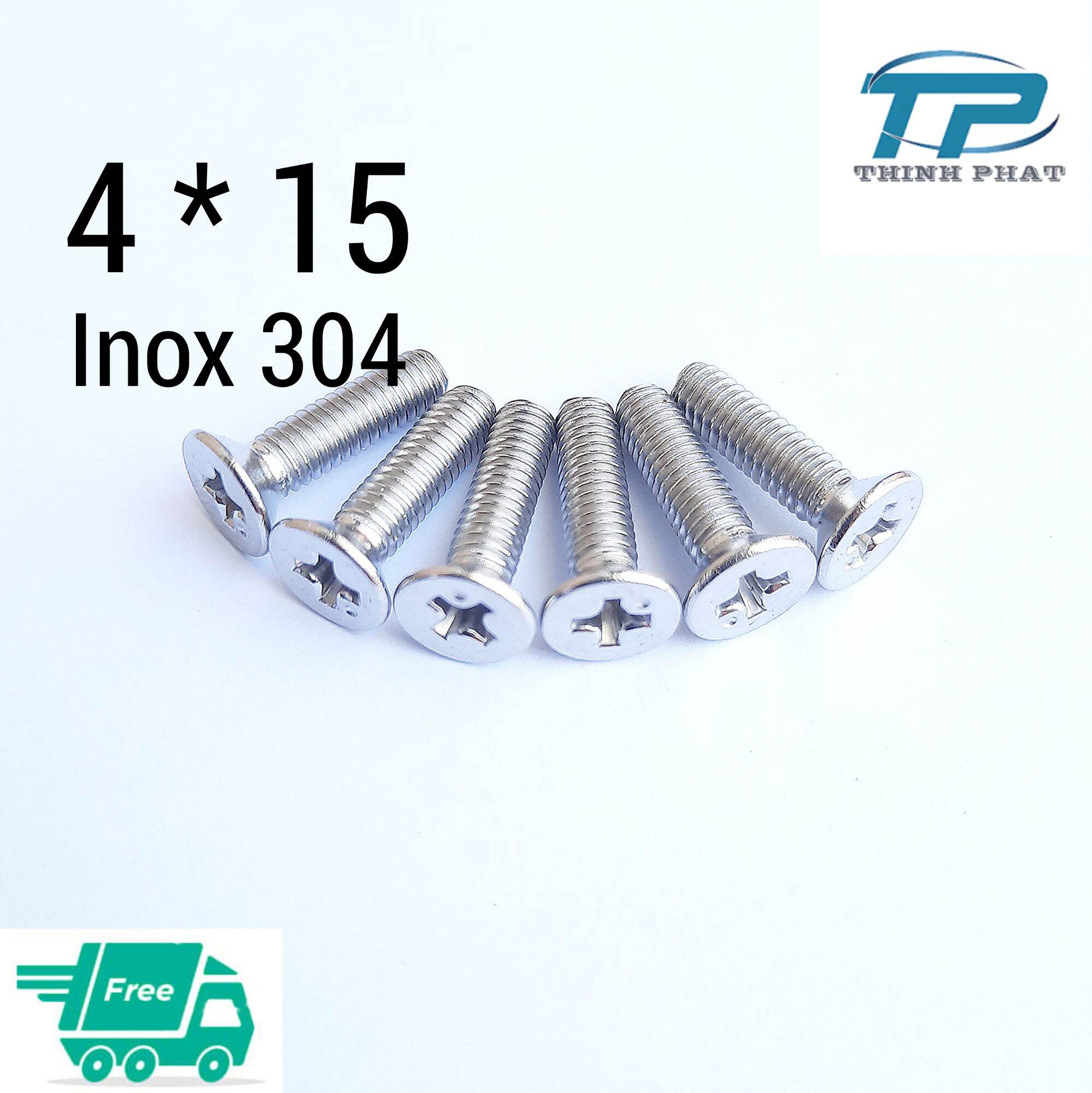 50 con vít inox 304 nguyên chất m4*15 [ đầu bằng ren mịn ] chọn mua 50 hoặc 100 con sẽ rẻ hơn