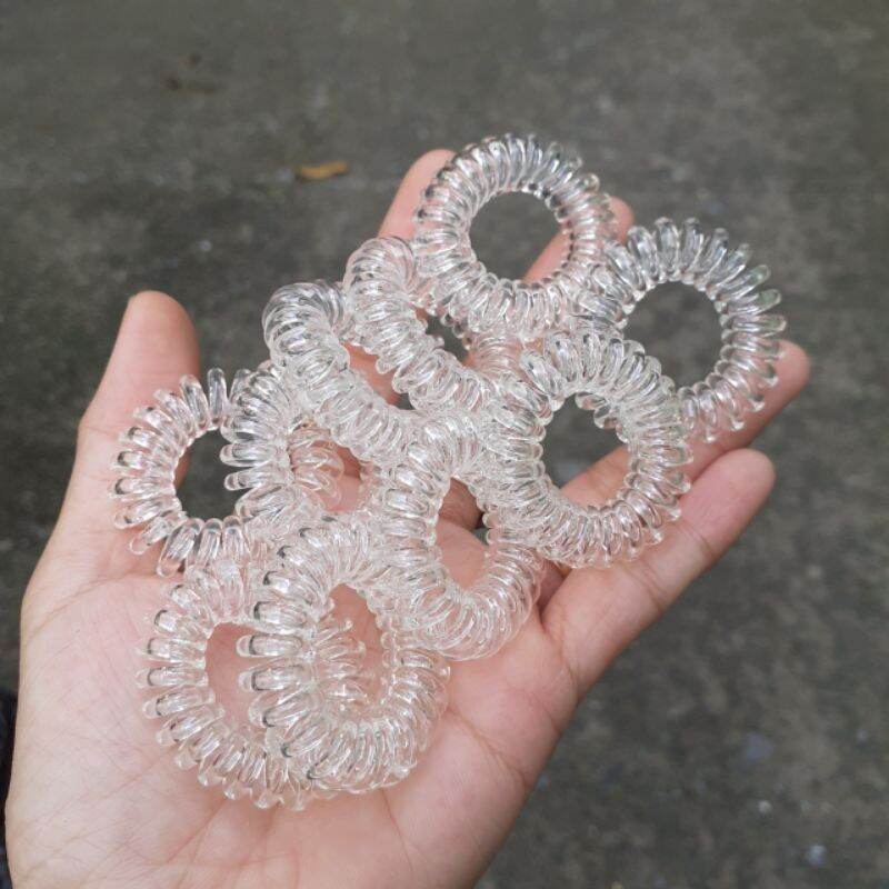 Túi 10 Lò xo cột tóc màu trắng trong suốt (Cở 2.5cm)
