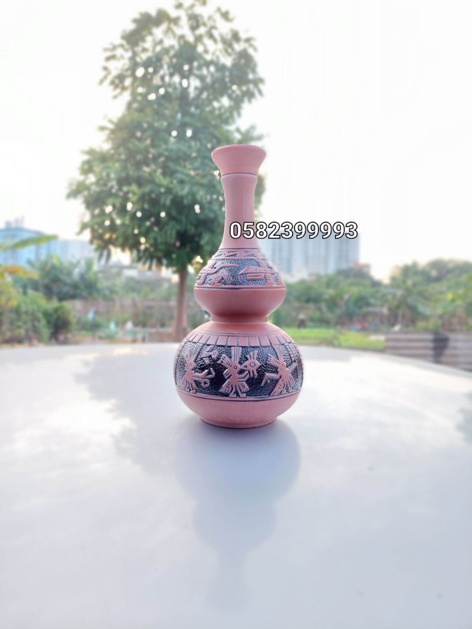 Chai sành hoa văn Trống Đồng (loại xịn)