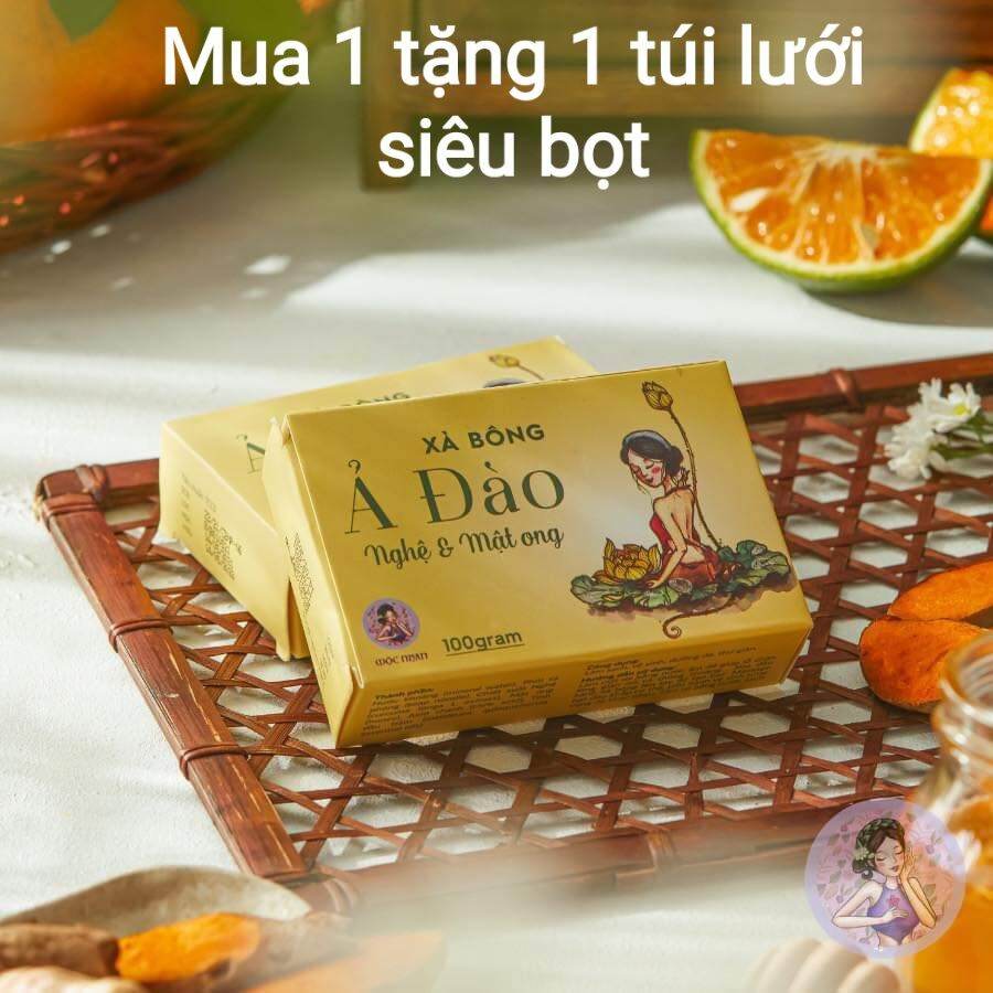 Xà Bông Nghệ Ả Đào Chiết Xuất Từ Nghệ Tươi Cam Và Mật Ong - Giúp Trắng Sáng Da Giảm Thâm 100Gr