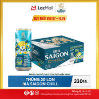 Nồng độ cồn 4.6% - Thùng 20 lon Bia Sài Gòn Chill 330ml