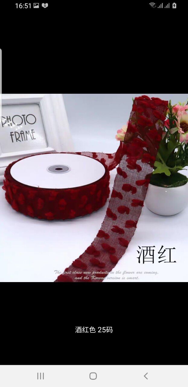Cuộn 3m ruy băng voan bông size 4cm