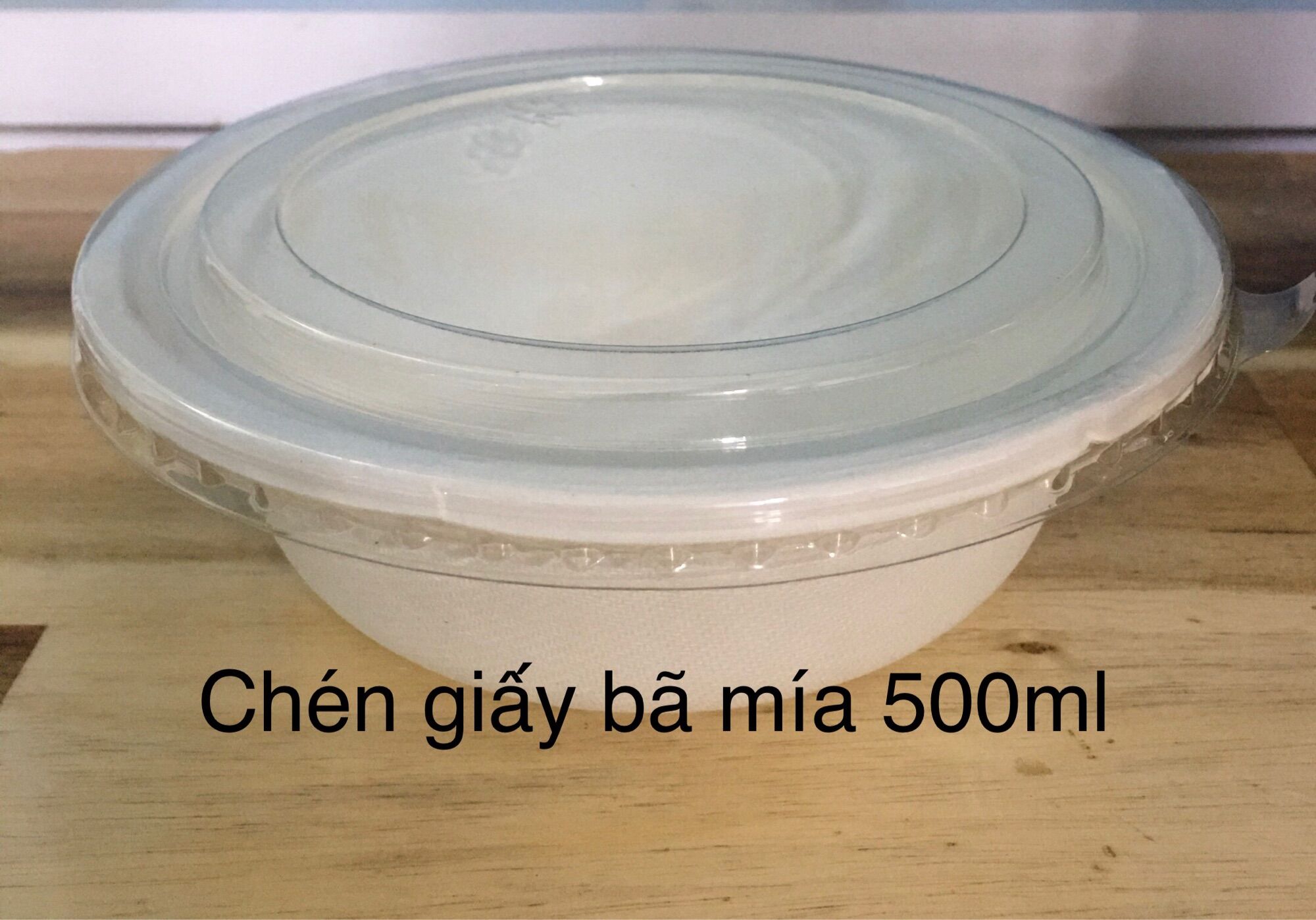Combo 10 bộ chén giấy bã mía 500ml (chén + nắp)