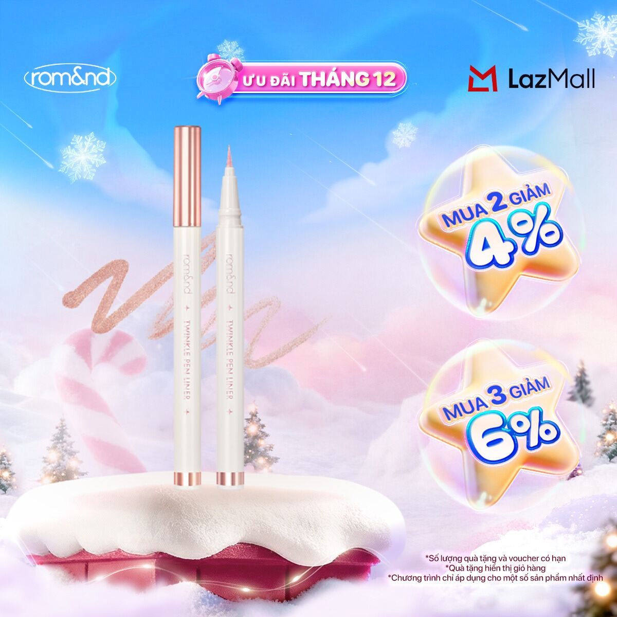 Bút Nhũ Mắt Lấp Lánh Lâu Trôi Romand Twinkle Pen Liner 0.5g