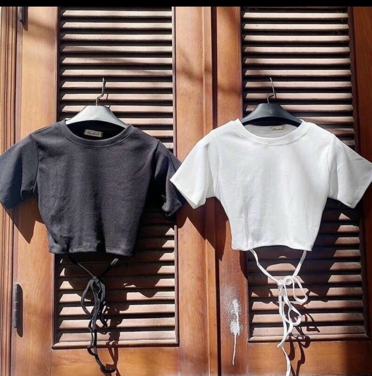 ÁO THUN CHÉO CỘT DÂY HỞ EO ÁO CROPTOP FORM 45KG(C)