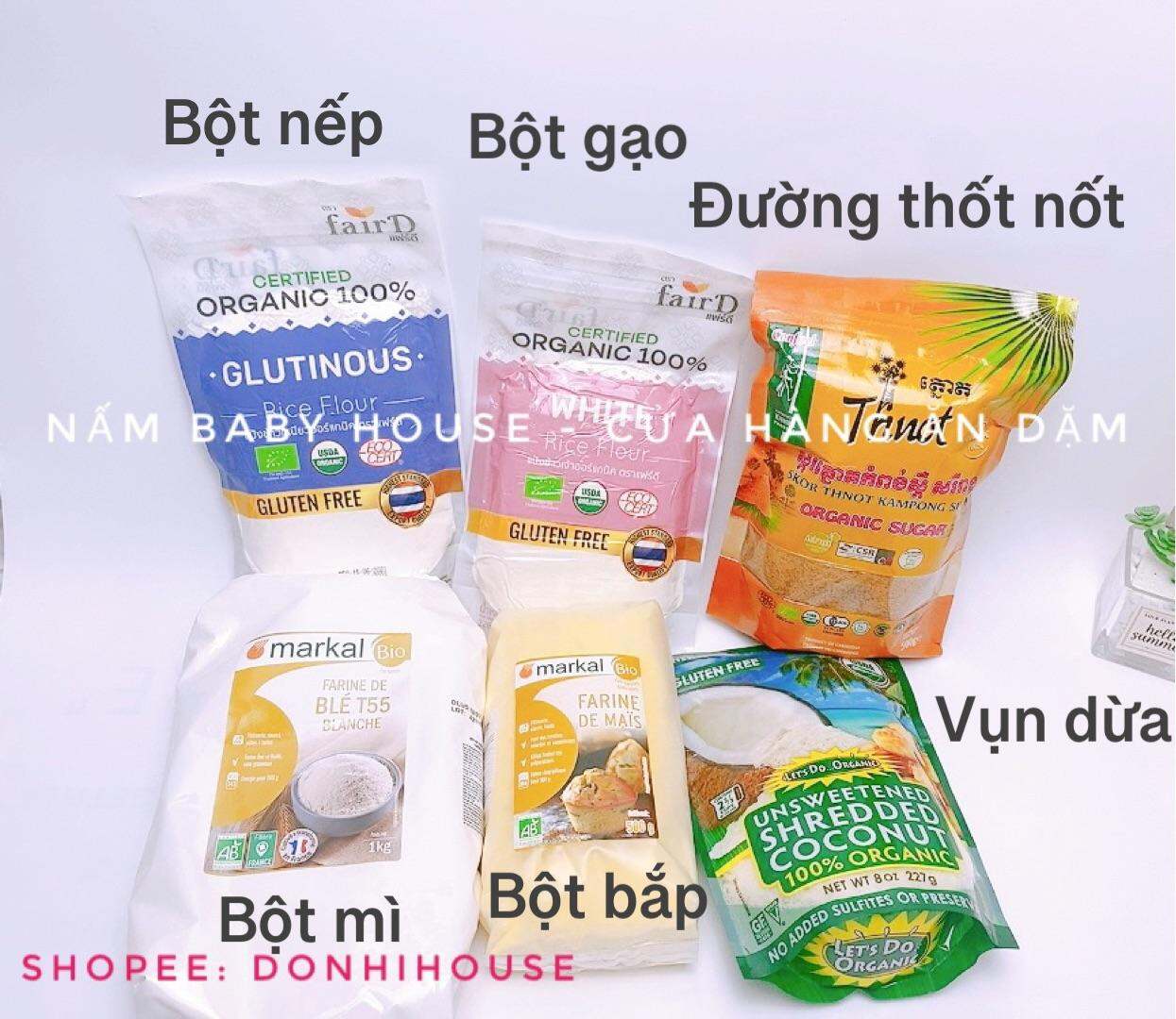 Các loại bột hữu cơ làm bánh cho bé - bột mì, bột bắp, bột nếp, bột gạo, bột năng, vụn dừa, bột pancake