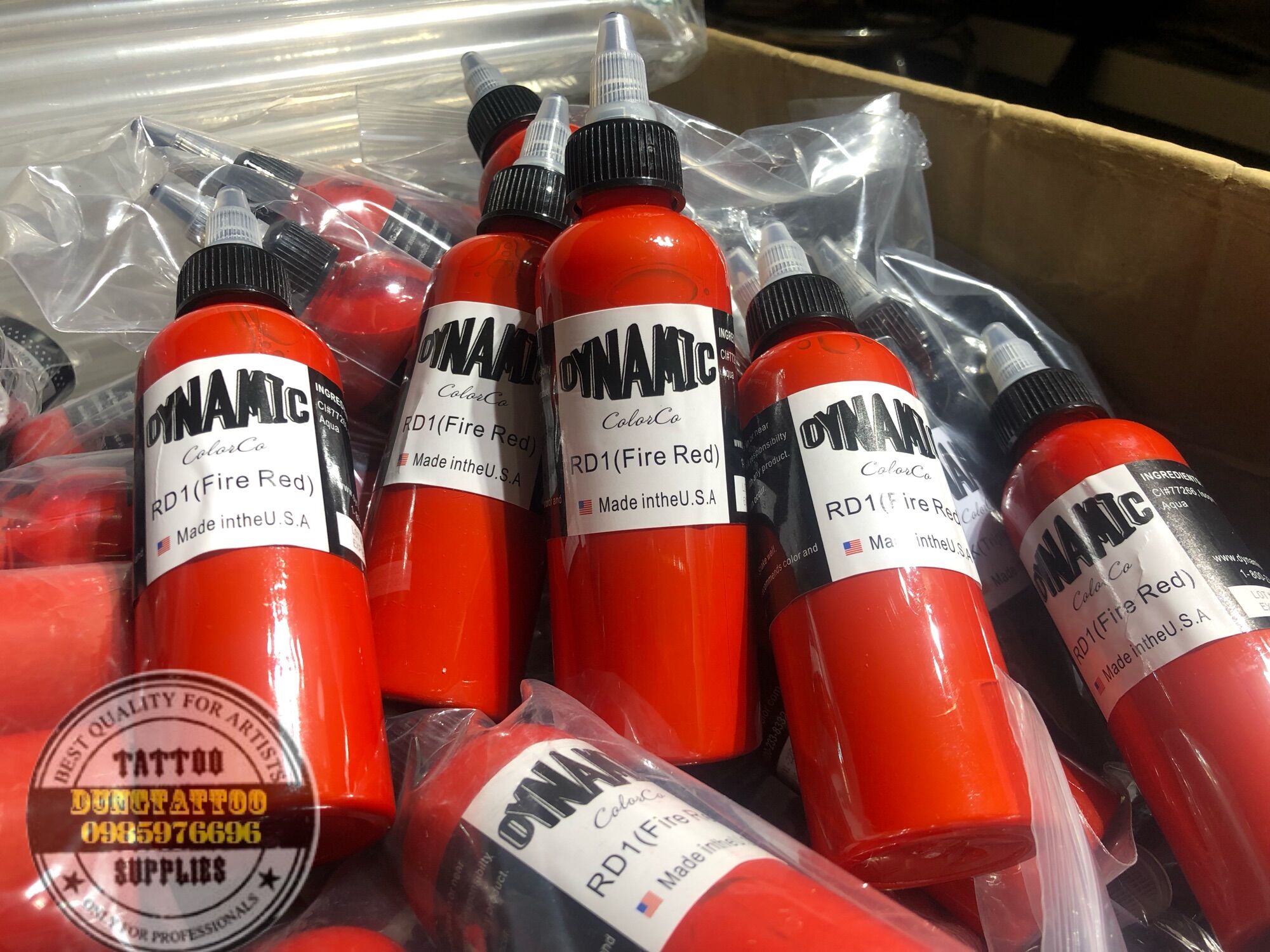 MỰC XĂM HÌNH DYNAMIC RD1 Fire RED 120ml Chính Hãng