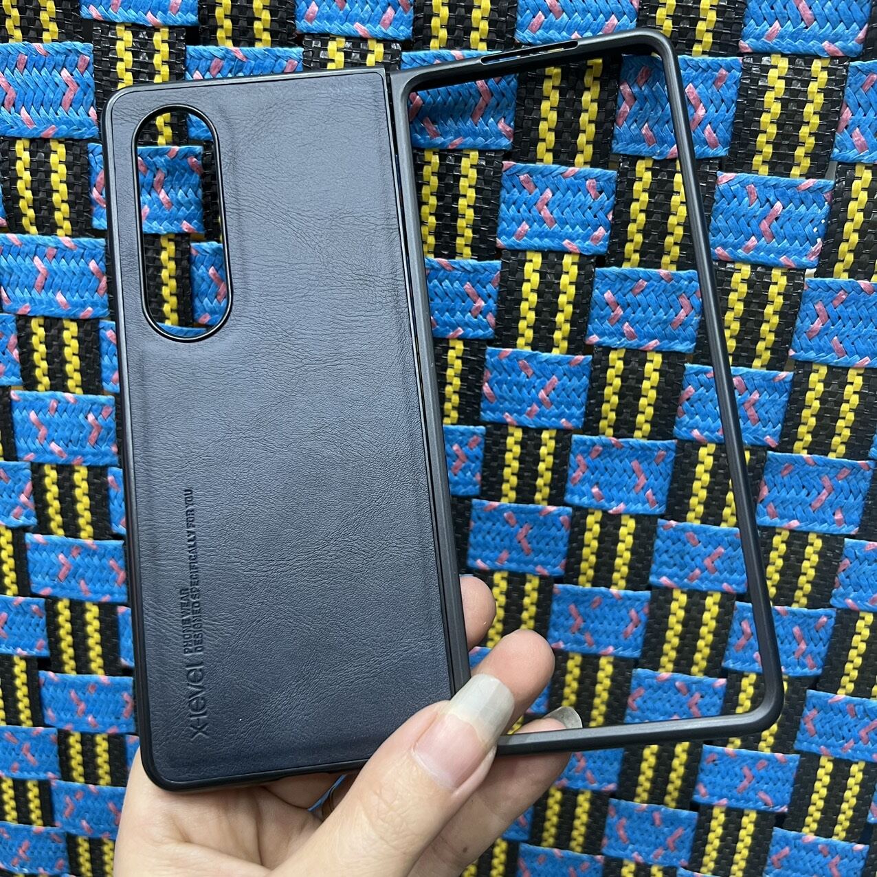 Case ốp lưng Samsung Z fold 4 kiểu da thời trang ôm máy hàng công ty