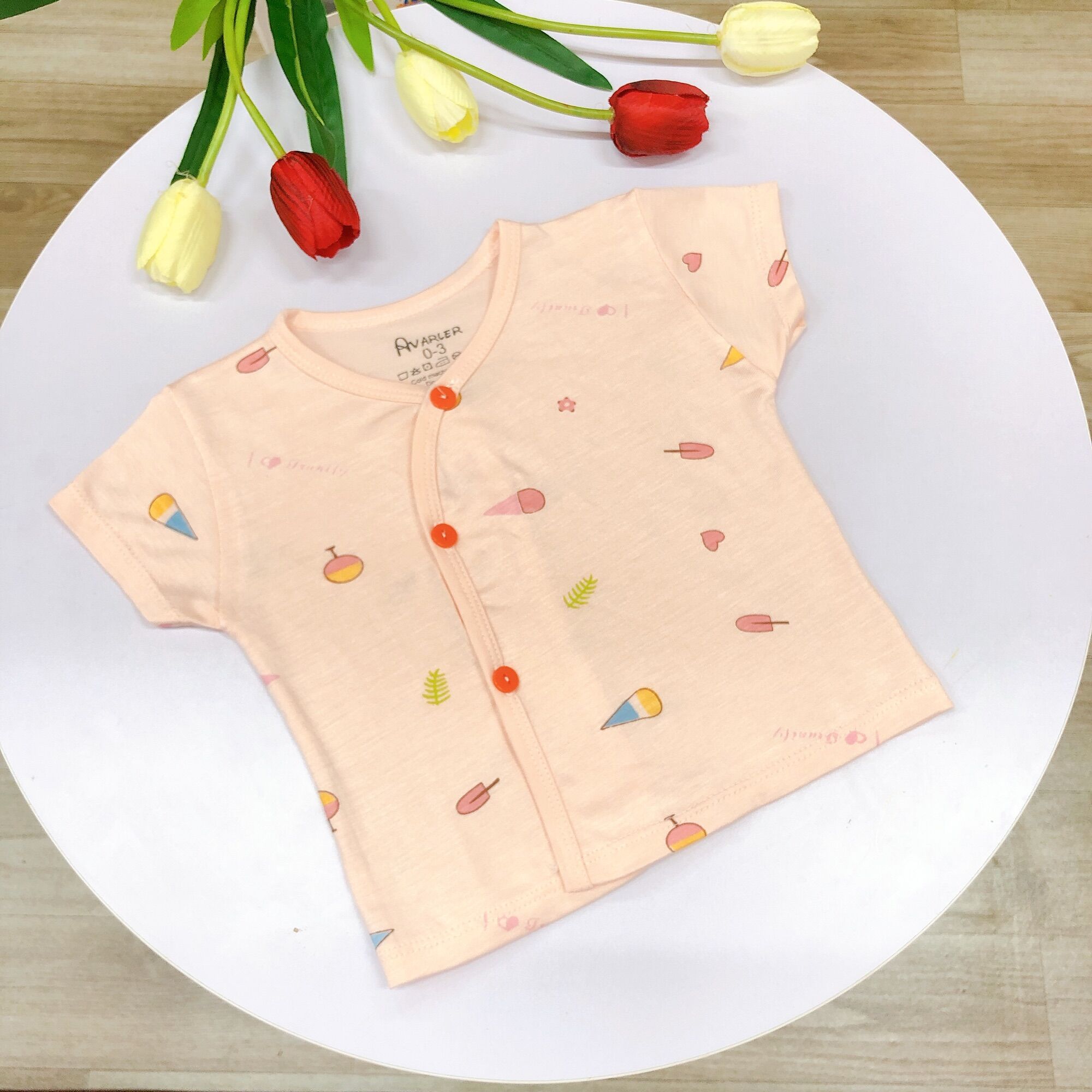 Áo Cộc Tay Avalew Cài Cúc Giữa Cho Bé