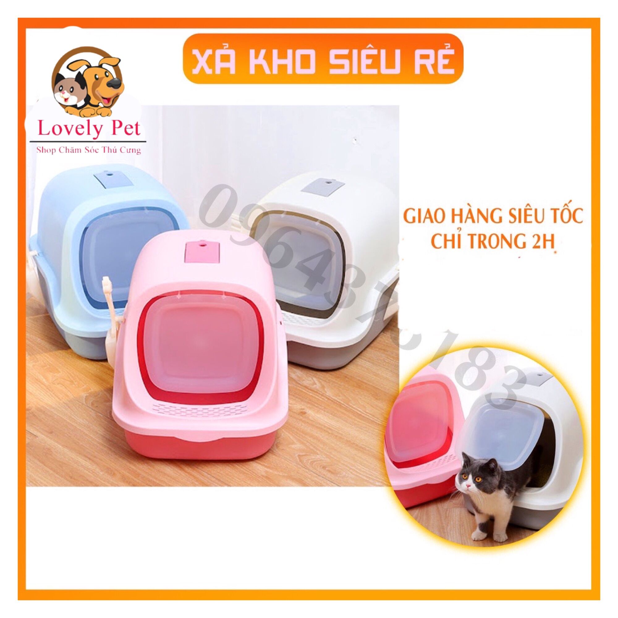[HCM]Nhà Vệ Sinh Cho Mèo Có Nắp Siêu Dễ Thương .