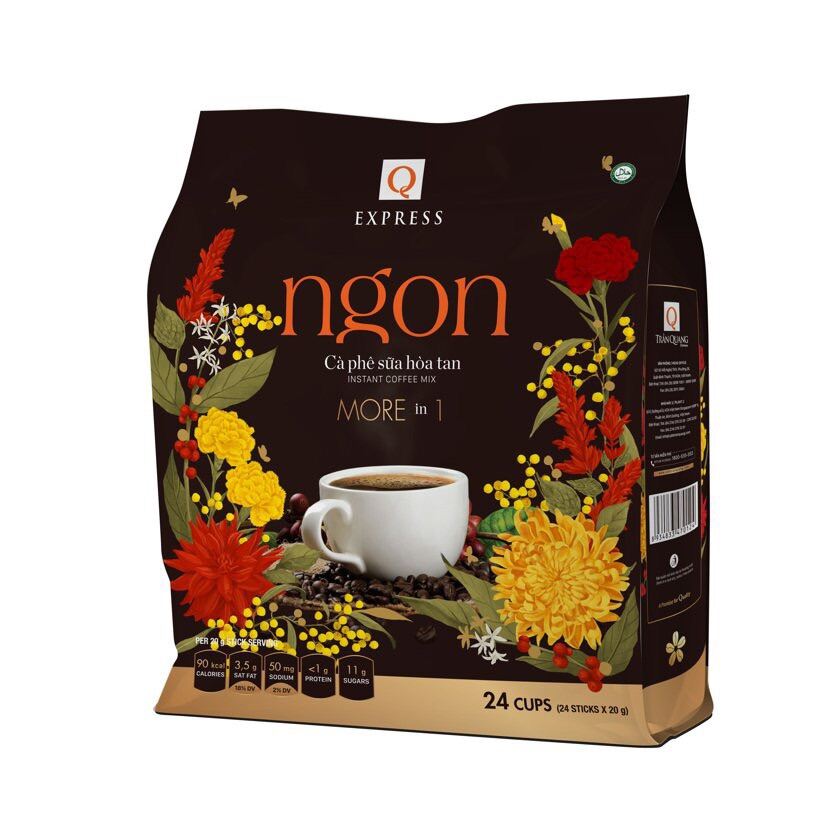 Cà phê sữa Ngon Trần Quang 480g 24 gói dài 20g