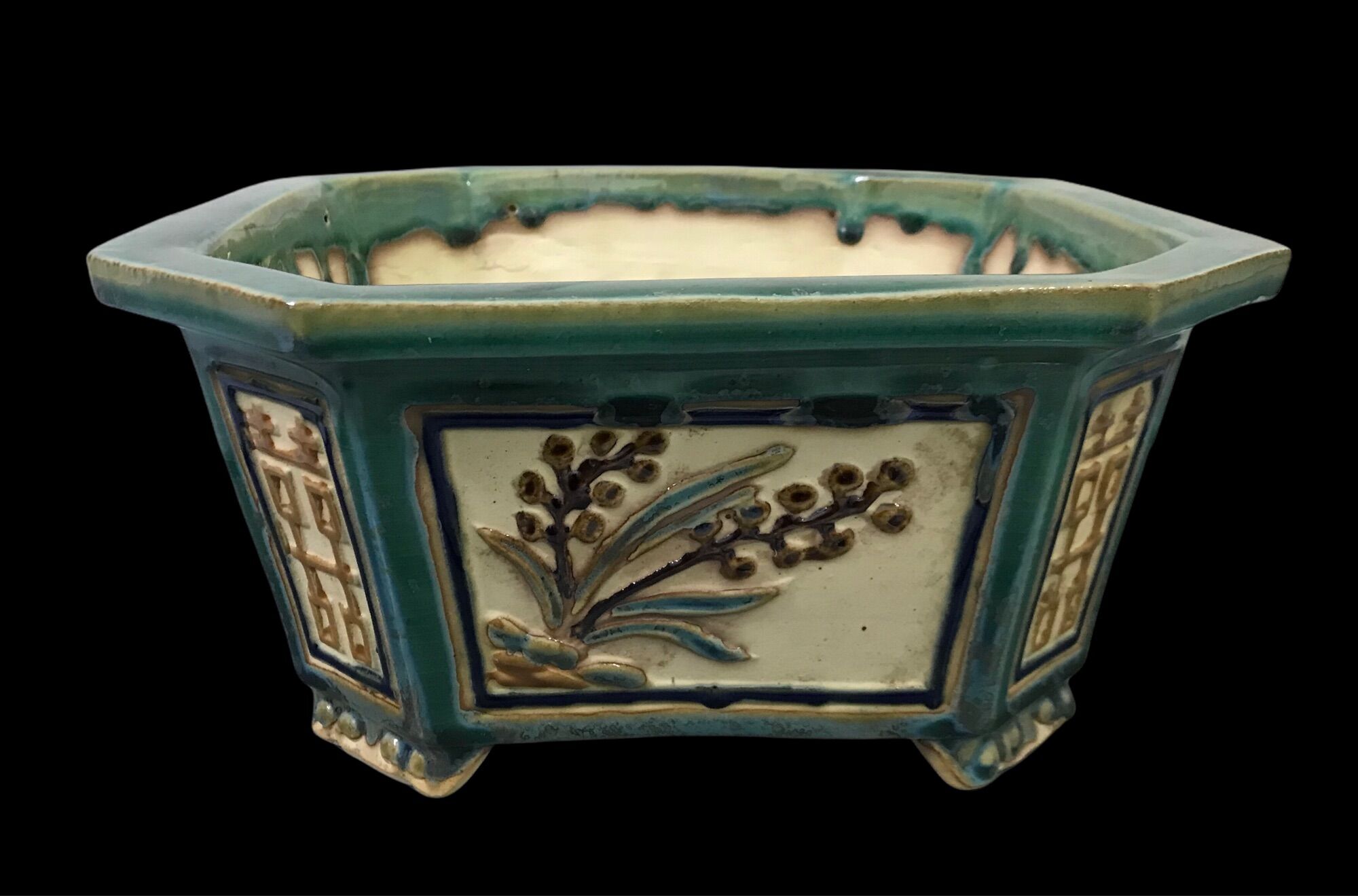 Chậu sứ bonsai vuông giả cổ size 1