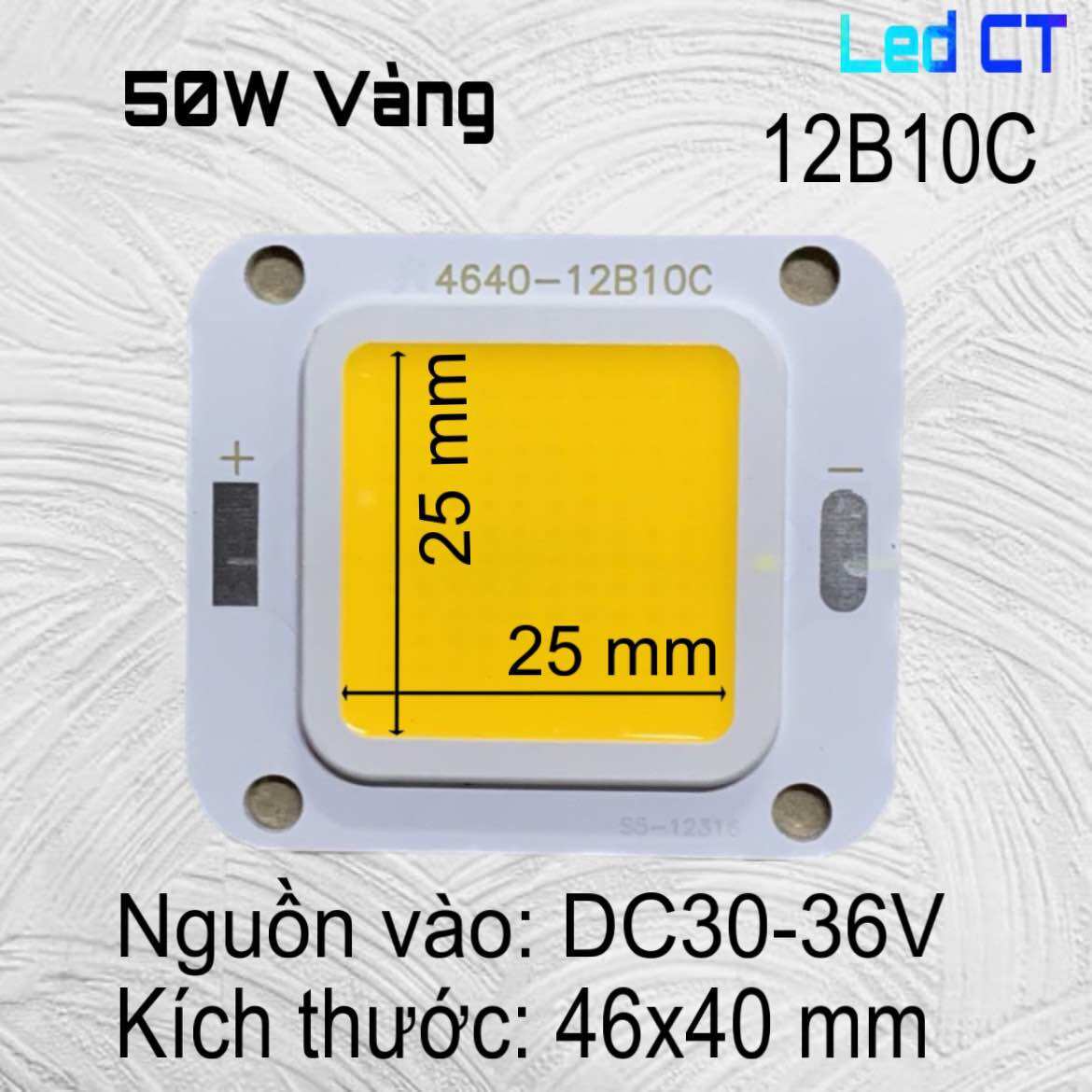Chip LED 50W Trắng, Vàng(4640-12B10C) DC30-36V 1500mA