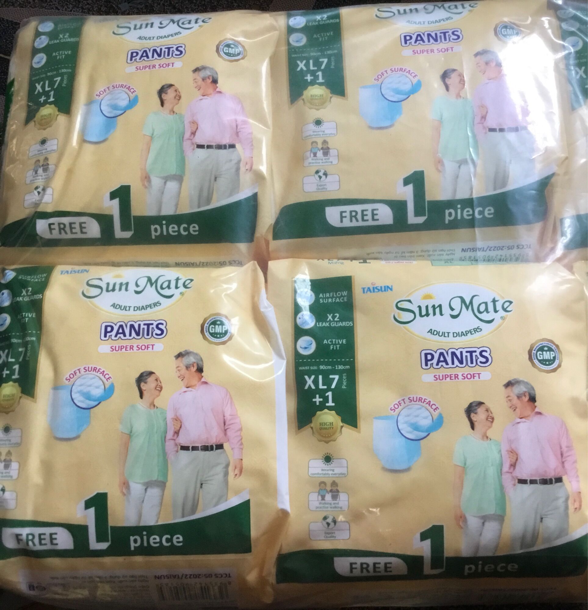 Tặng thêm 1 miếng- combo 4 gói tã quần sunmate xl7 siêu mềm mại - tã quần người lớn, người già sunmate