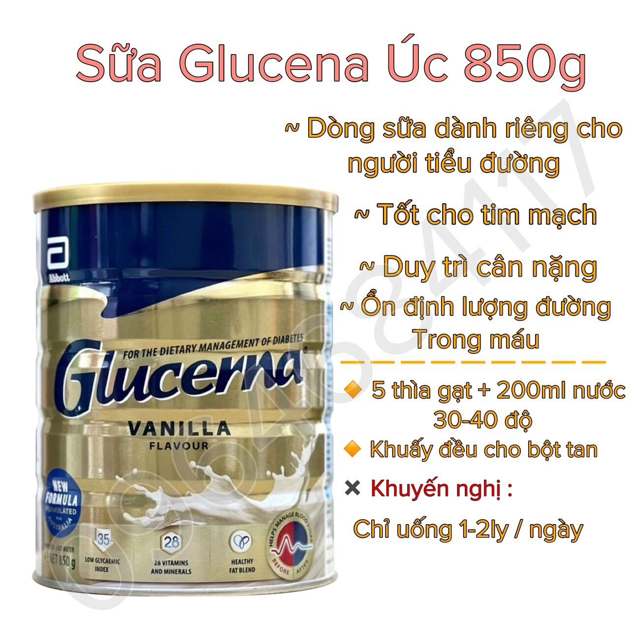 SỮA TIỂU ĐƯỜNG ALAN MILK GLUCERNA 850G - MixASale