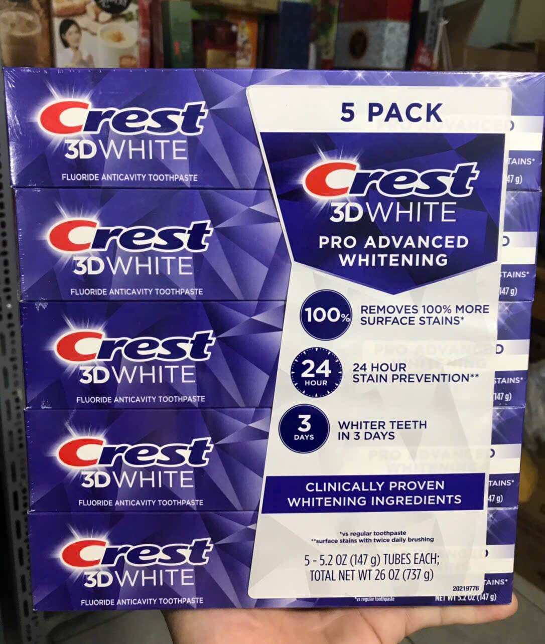 Kem đánh răng Crest 3D White Advanced Whitening 147g của Mỹ