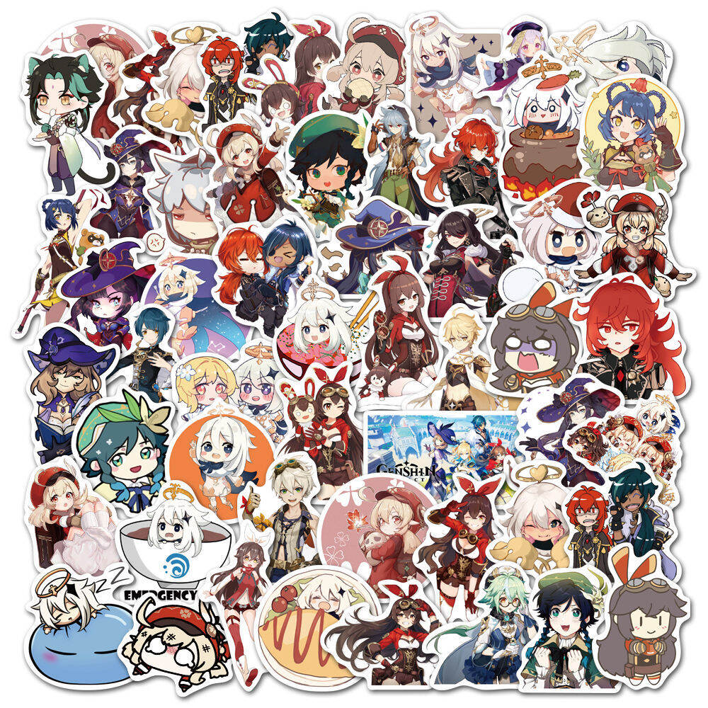 Set 50 miếng sticker hình dán chống nước genshin impact