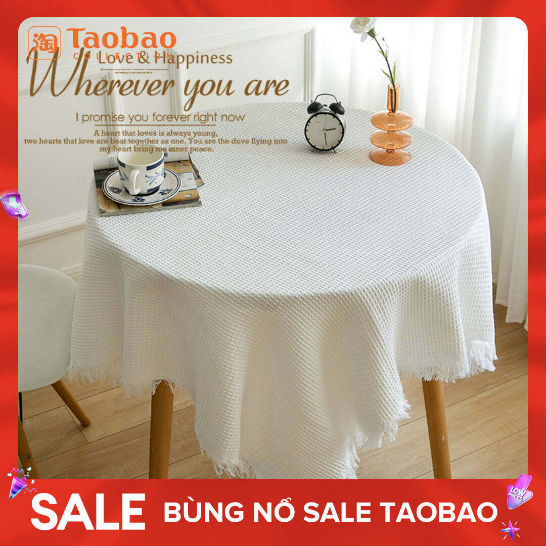 Khăn Trải Bàn Vải Nghệ Thuật Trang Trí Tủ Kệ Bàn Trà Ins Khăn Trải Bàn Đơn Giản Vải Waffle Màu Trơn Khăn Phủ Tủ Đầu Giường Máy Giặt