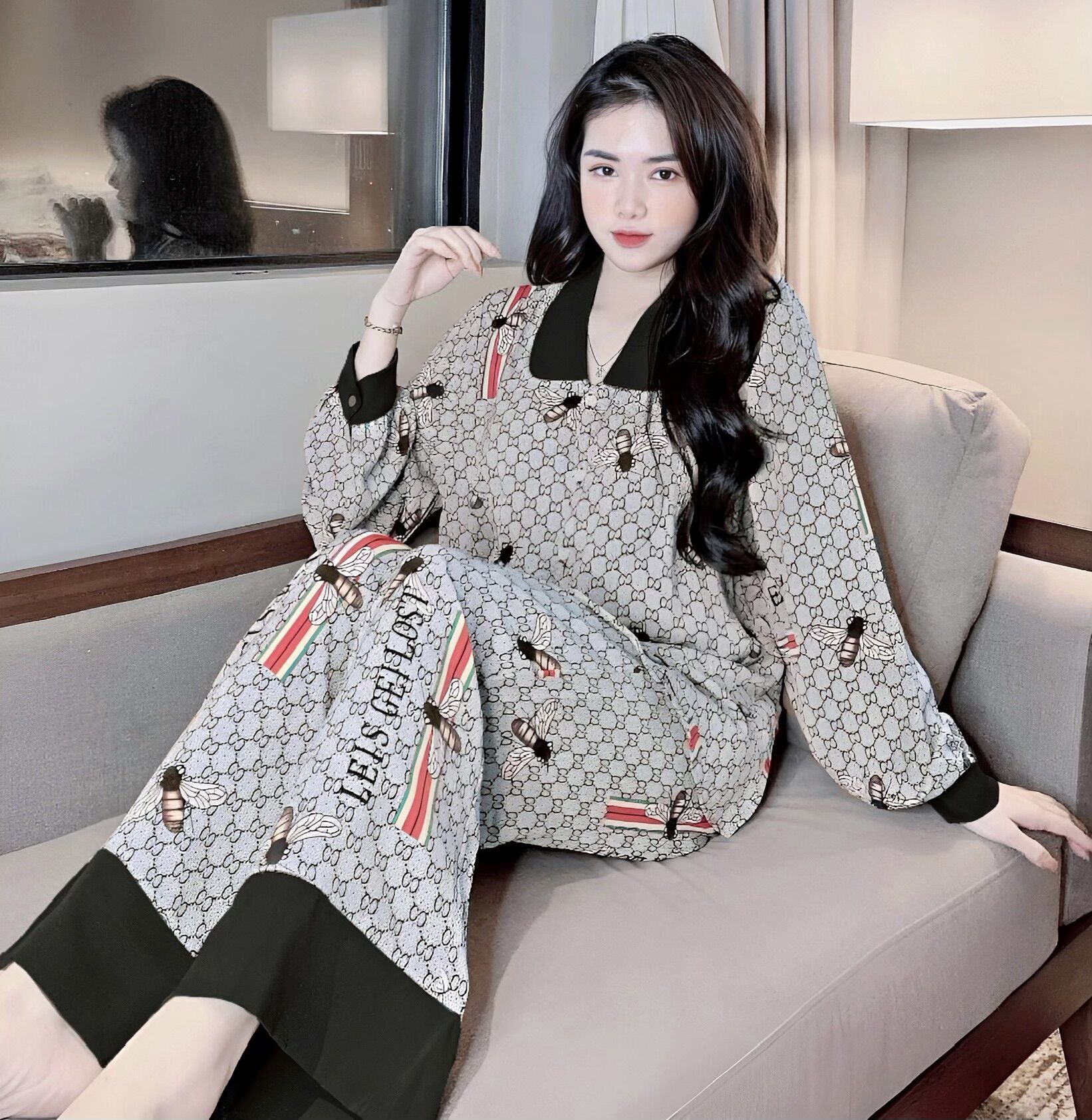 (Bigsize) Đồ Bộ Lụa Tiểu Thư Cao Cấp - Chất vải rũ mượt, cực mát