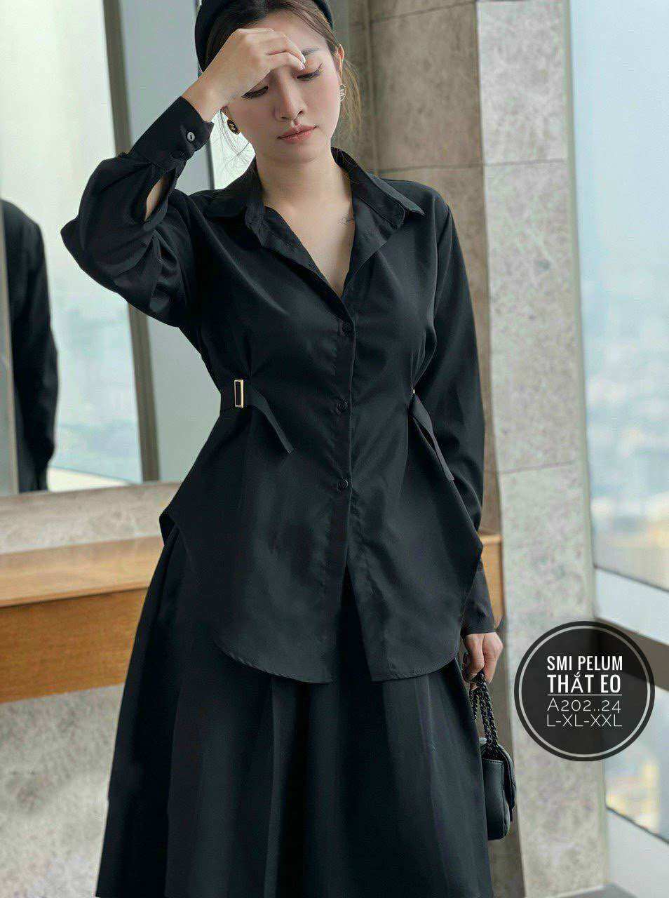 55-90kg Bigsize ÁO SƠ MI PELUM THẮT EO