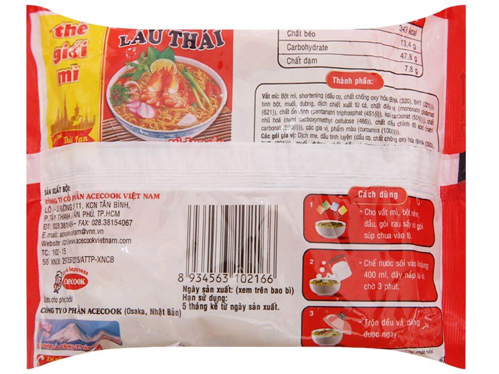 Thùng 30 gói mì Lẩu Thái tôm 80g