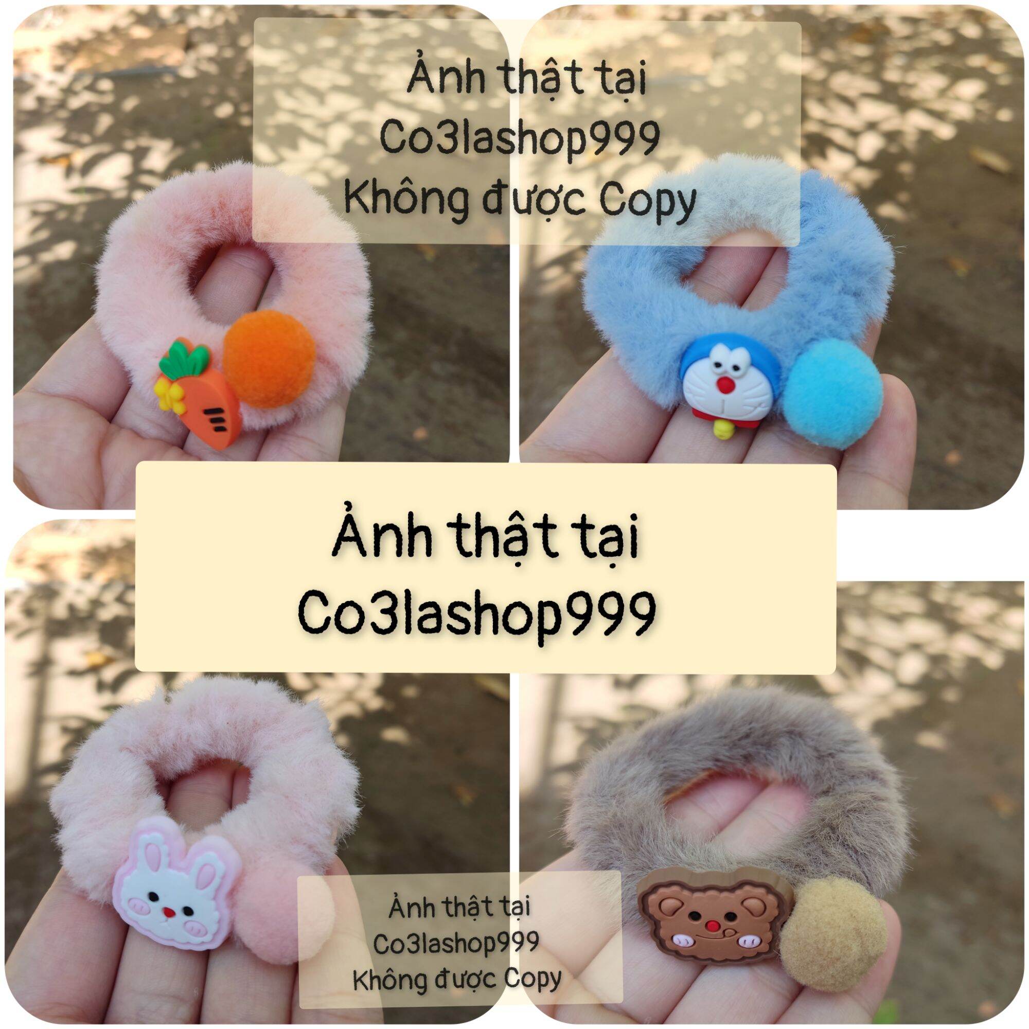 Dây cột tóc lông nhung doremon, gấu, thỏ SIZE NHỎ (1 CÁI)
