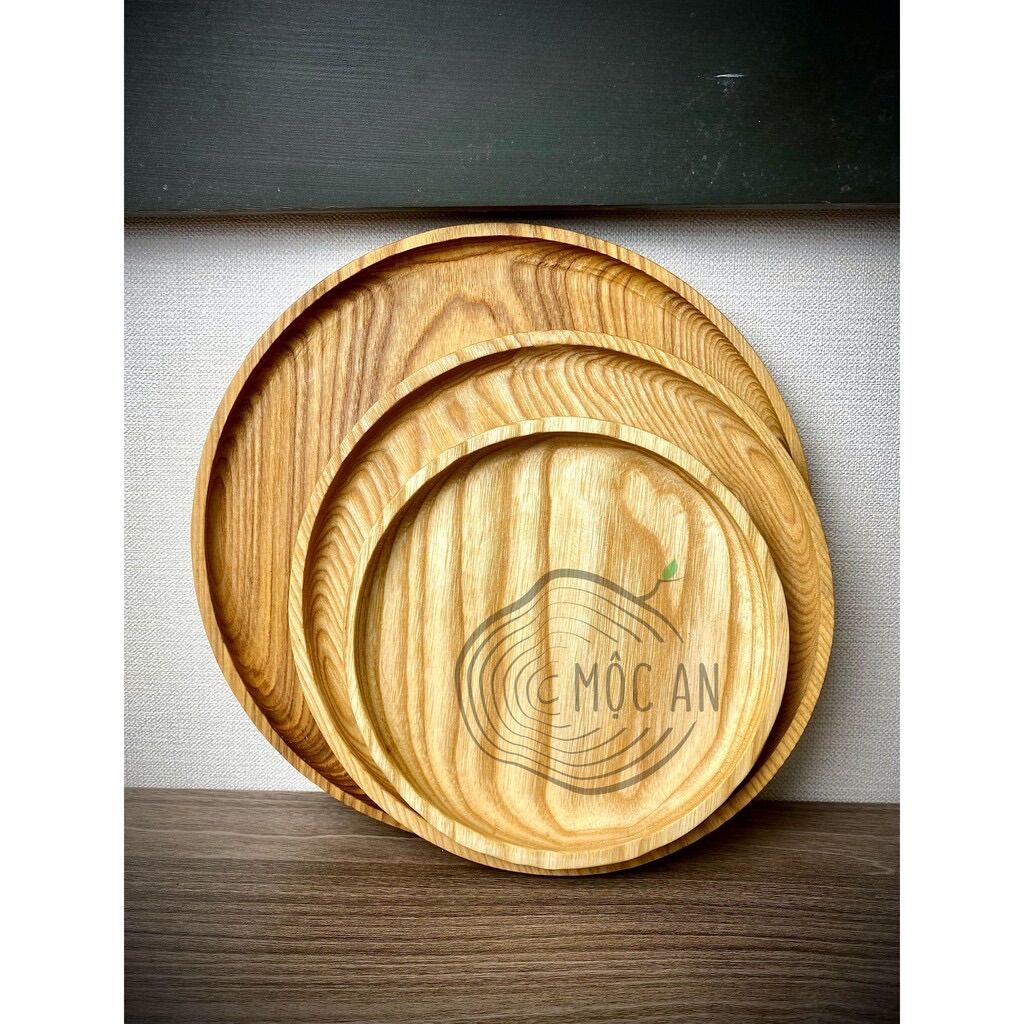 Bộ khay gỗ hình tròn MỘC AN 🍃 Bộ khay gỗ tròn decor gồm 3 chiếc size 16cm/20cm/24cm 🍃 Khay gỗ đựng đồ ăn ( Có tách lẻ )