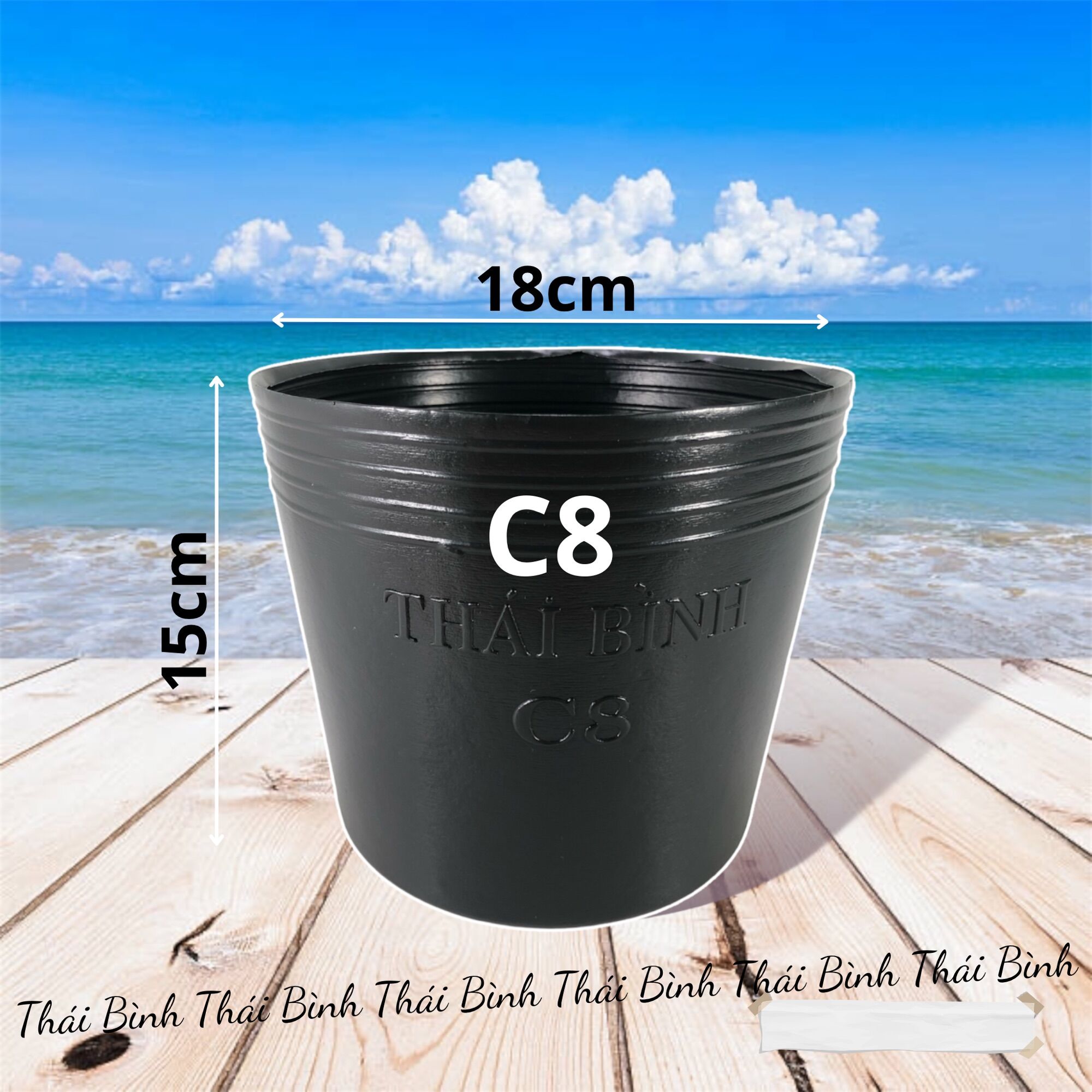 Chậu nhựa đen ươm cây c8 - chậu nhựa thái bình