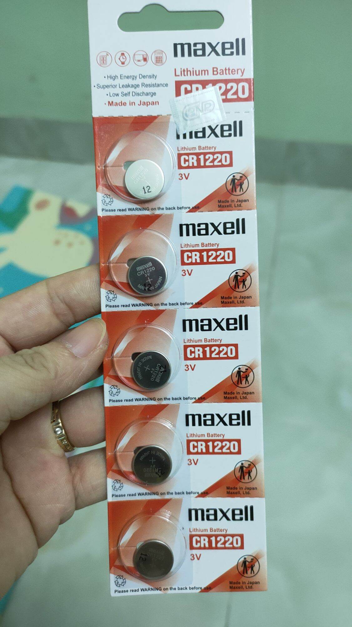 CR1220 lithium 3v vỉ 5 viên dành cho remote xe máy, pin đầu ghi camera,....