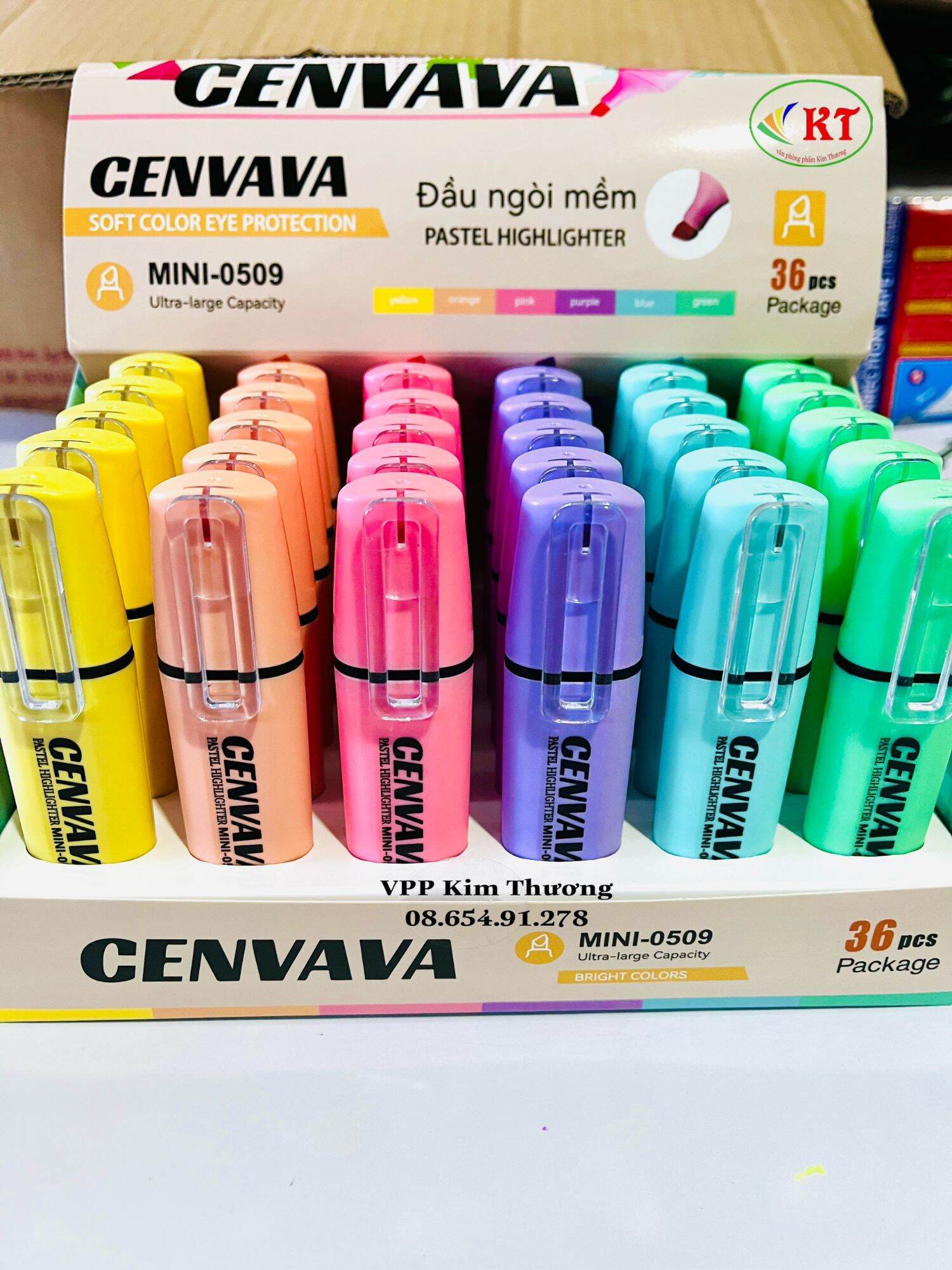 Combo 6 cây bút dạ quang lớn CENVAVA màu Pastel/ Highlighter pastel (mã: Mini-0509)