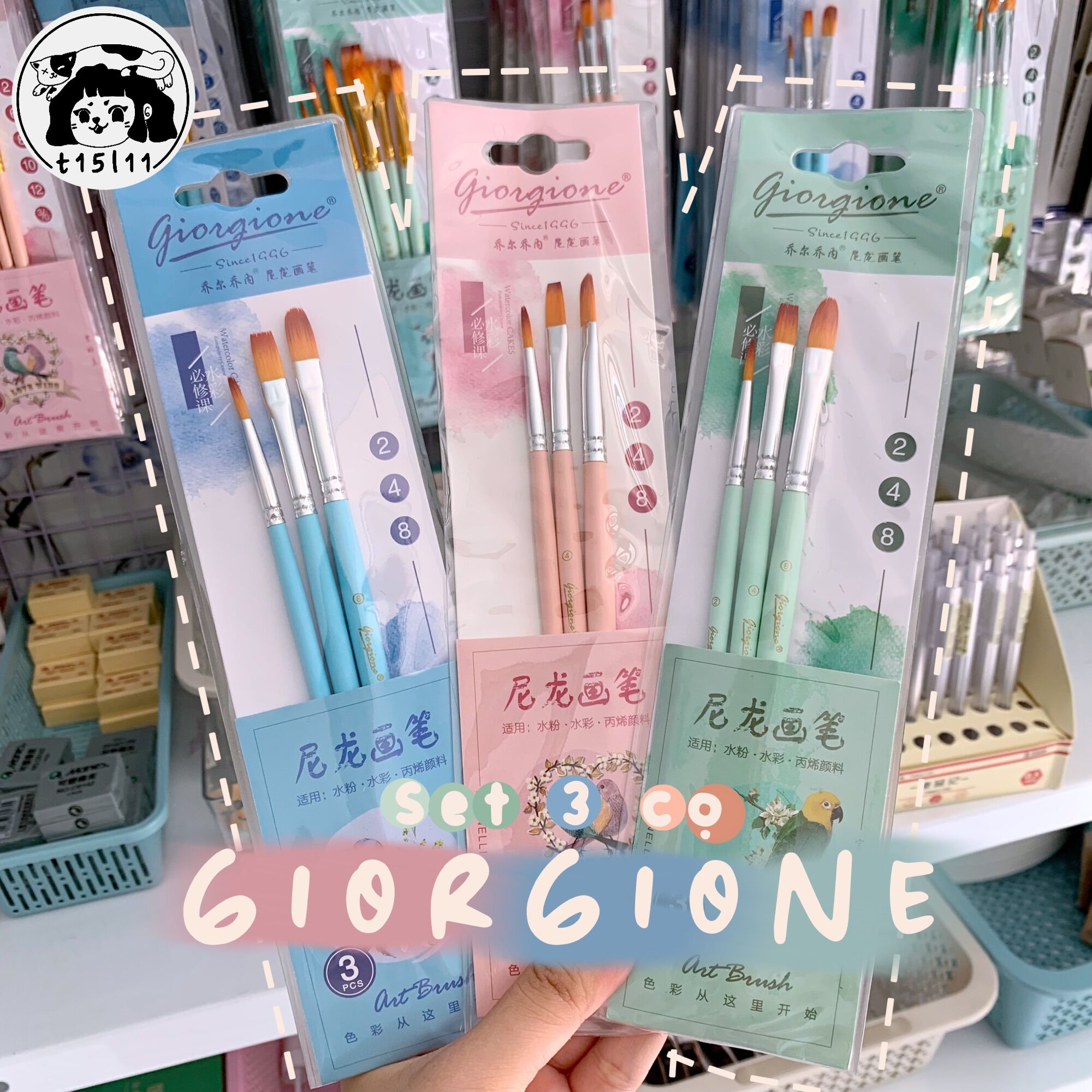 Set 3 cọ vẽ màu nước Giorgione