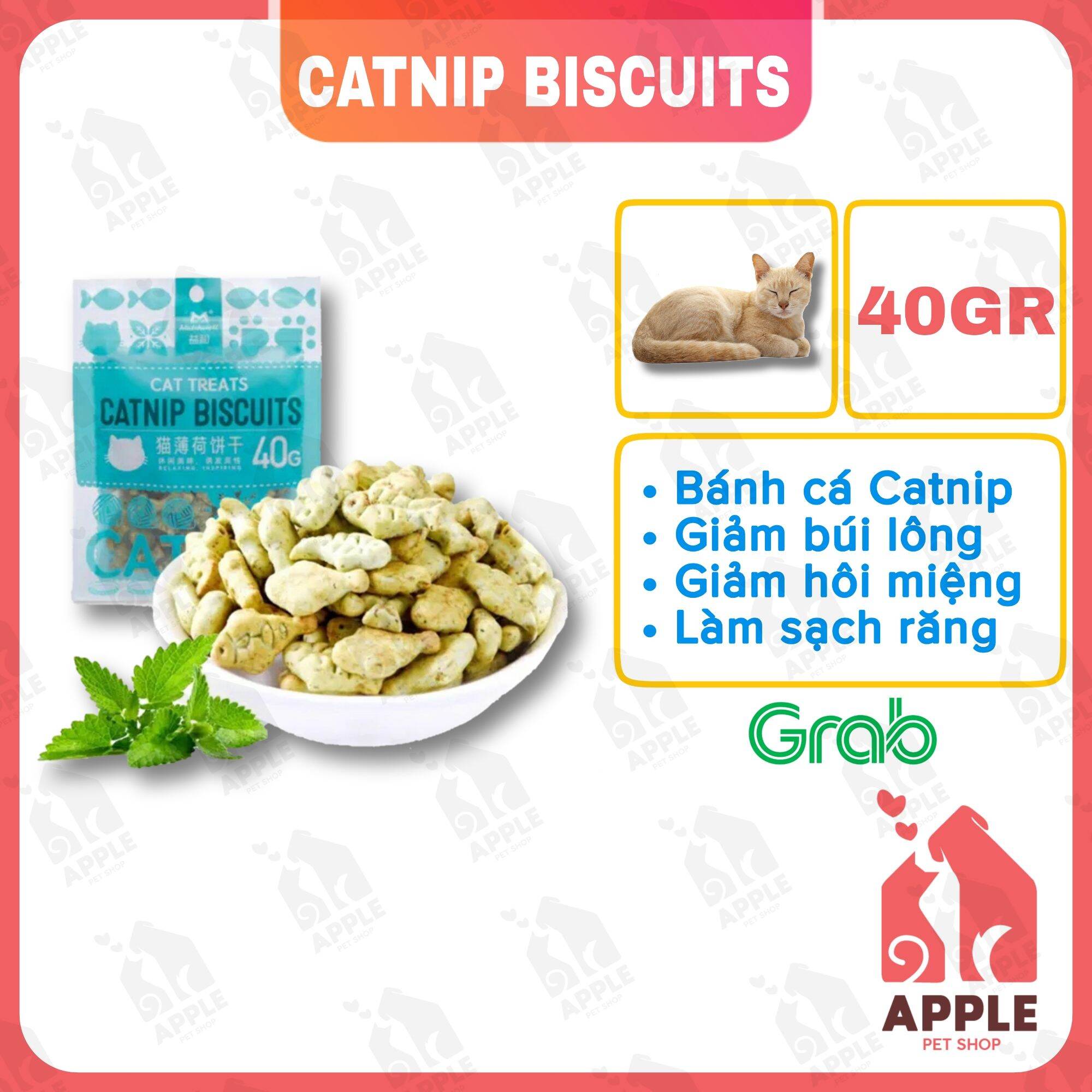 Bánh cá catnip - bánh thưởng cho mèo giảm búi lông, hôi miệng, làm sạch răng