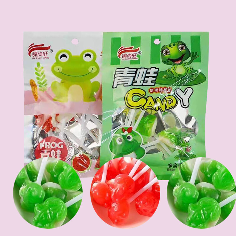 Hoài Cổ Hương Vị Trái Cây Tuổi Thơ Ếch Lollipops Đồ Ăn Nhẹ Kẹo Cứng Nhỏ Dễ Thương Treats西瓜味童年回忆小糖果