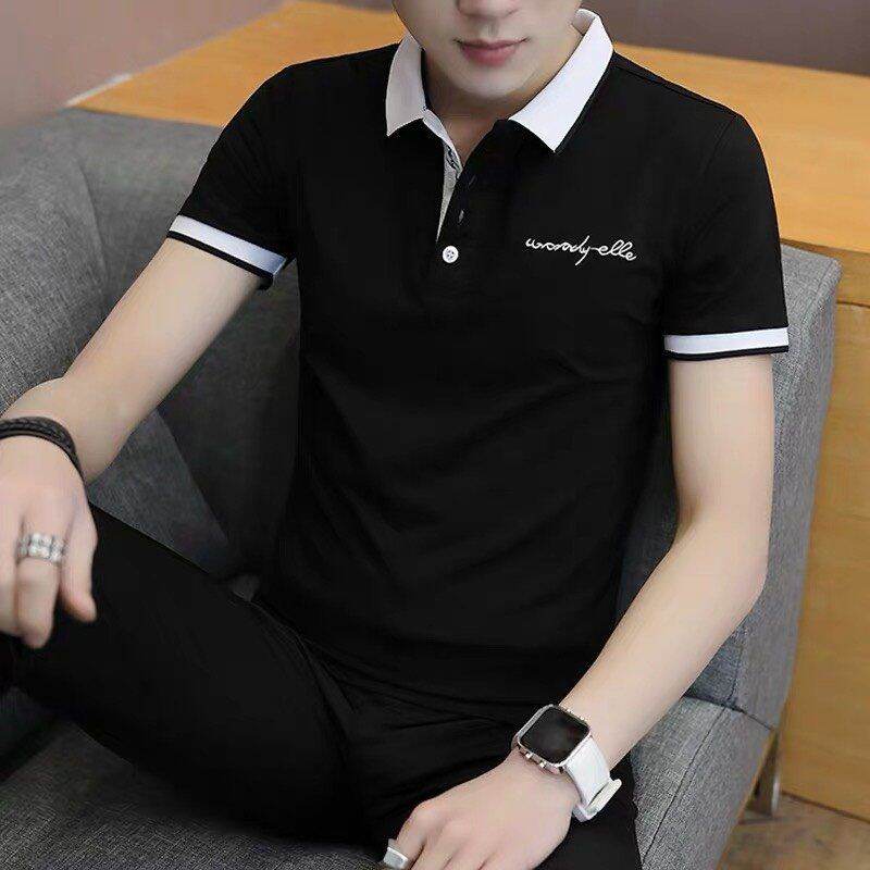 Men's T-Shirt with Turn-Down Collar and Short Sleeves in 3 Colors, Made from Soft, Stretchy Fabric. - 3
