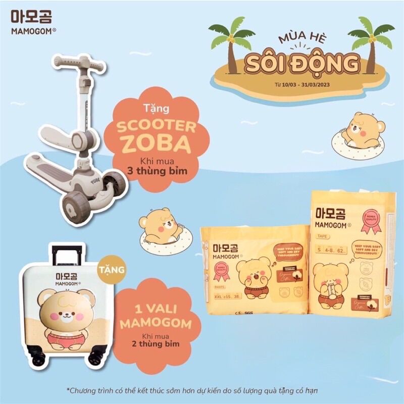 Bỉm hữu cơ organic MAMOGOM Hàn Quốc dán/ quần đủ size