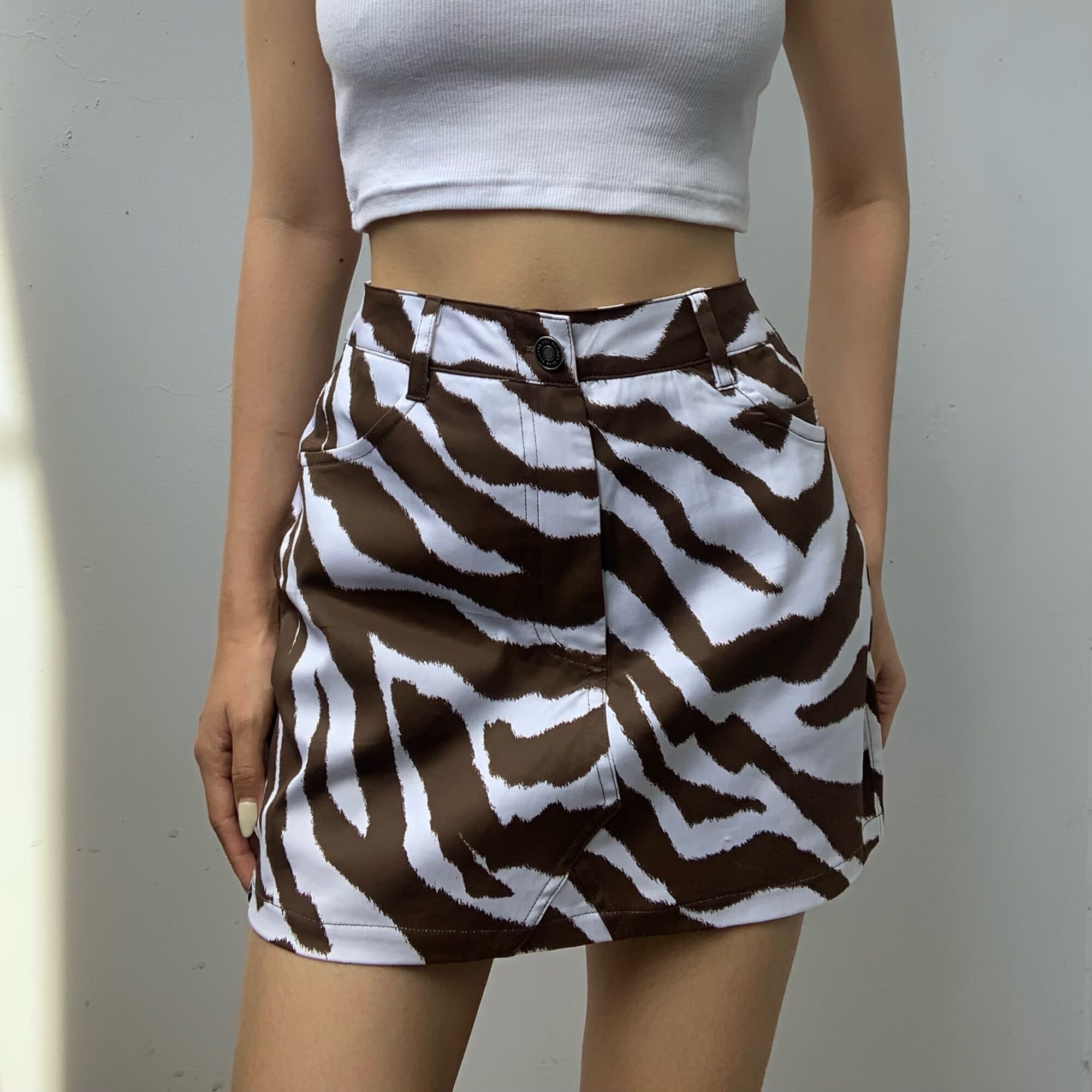 Sp001095 váy zebra ngựa vằn nâu
