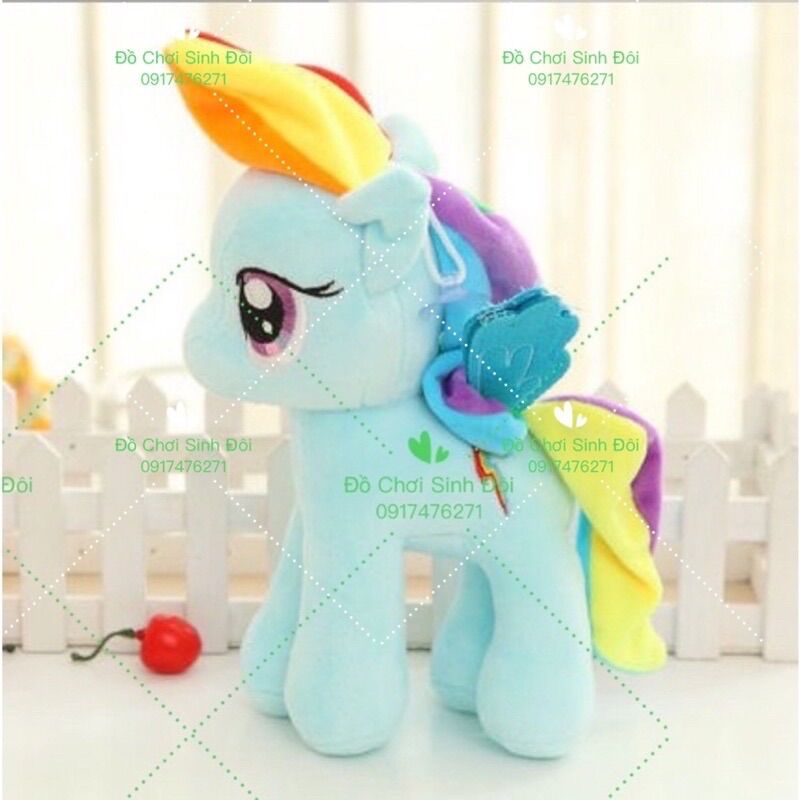 Thú bông ngựa pony 28cm - xanh dương